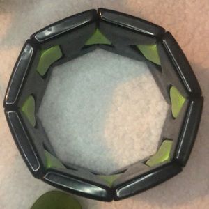 Vintage Bracelet Bangle Green and Black 9”